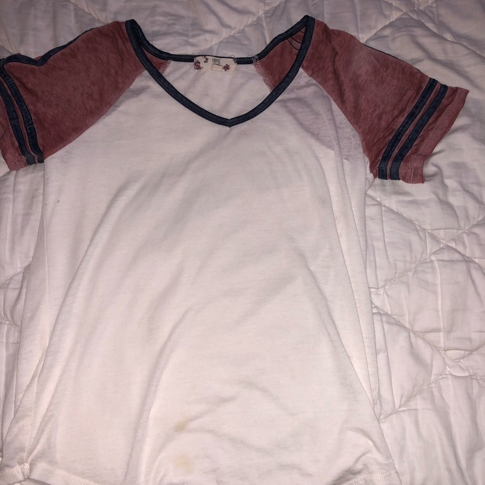 White, red, and blue Hippie Rose shirt